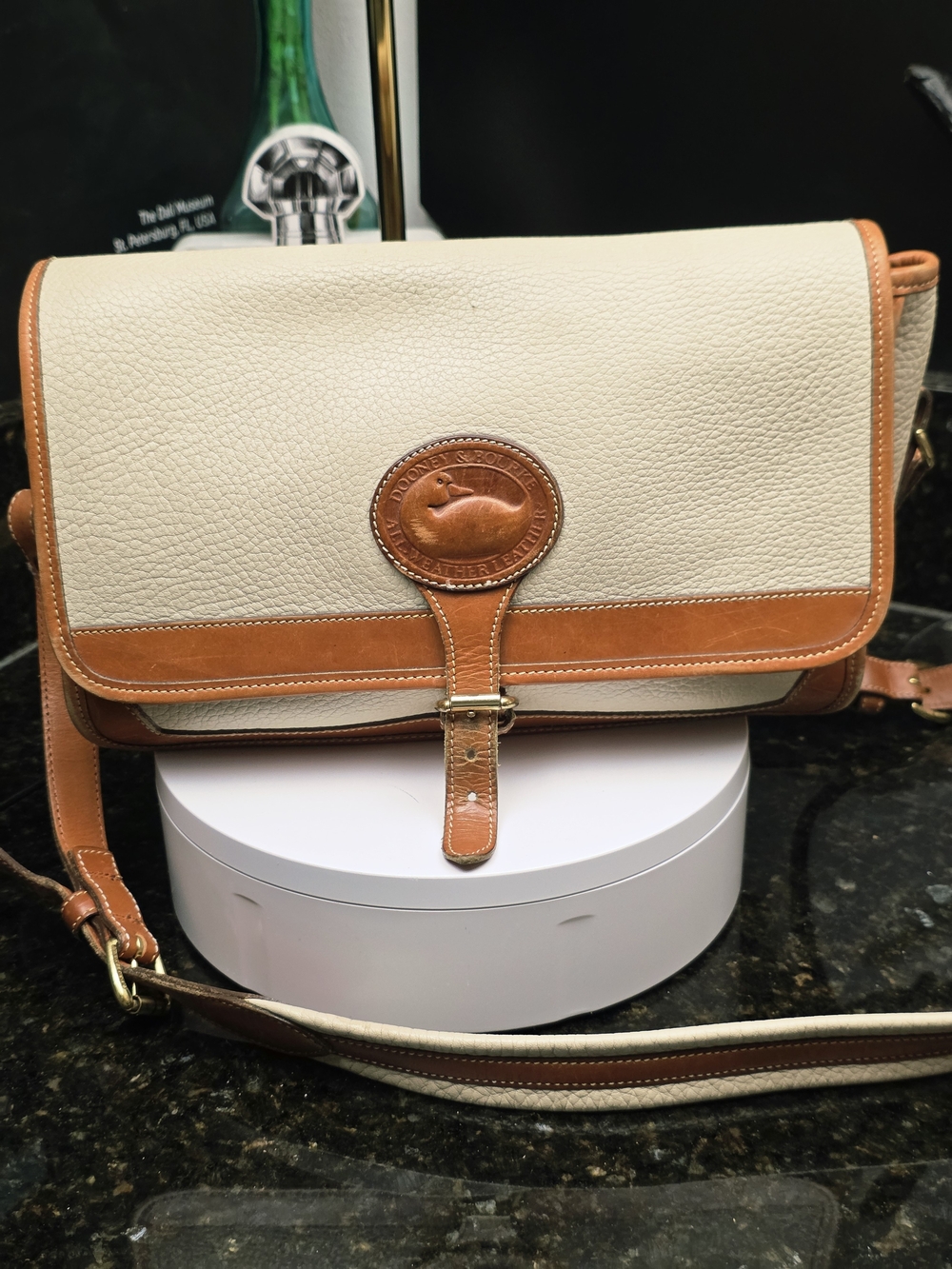 Dooney & Bourke Cream and Tan Leather Crossbody Bag